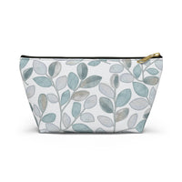 Cherry Plum Leaves Accessory Pouch w T-bottom in Aqua
